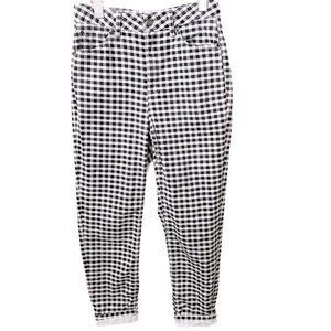 TopShop Moto, Cotton Cuffed Gingham Check Mom Jeans